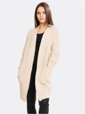 Samsøe Samsøe Nor Wool Blend Long Knit Open Front Cardigan | Tint Mel | Small